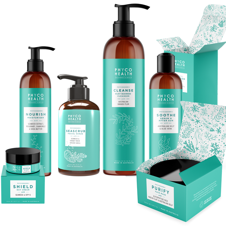 Seaweed Skincare Range with seaweed to cleanse protect and repair by PhycoDerm