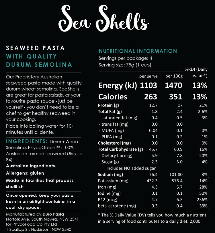 SEA SHELLS seaweed pasta