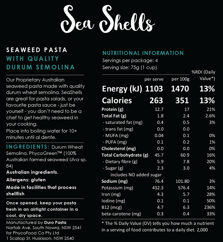 SEASHELLS seaweed pasta